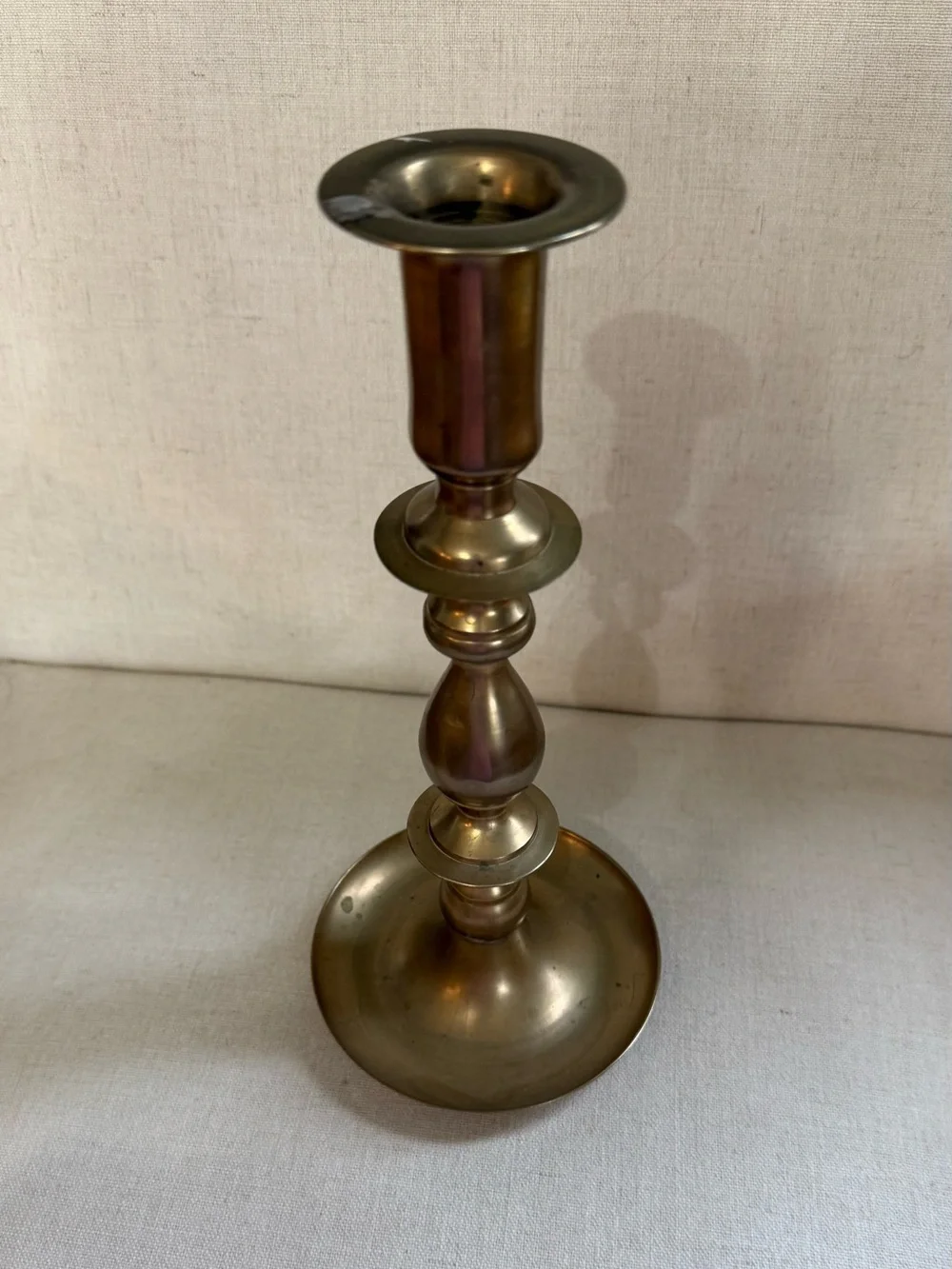 Vintage Solid Brass Tapered Candlestick Holder Brushed Finish 11